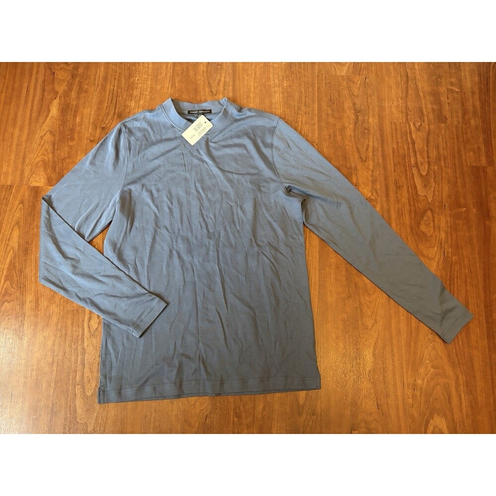 Robert Barakett Shirt Mens Small Blue Barakett High Crew Pima Tee Long Sleeve